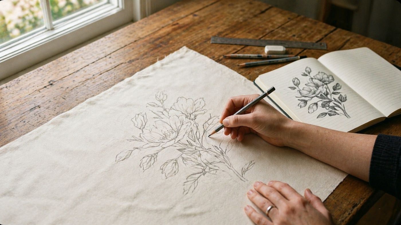 Design sketching on fabric