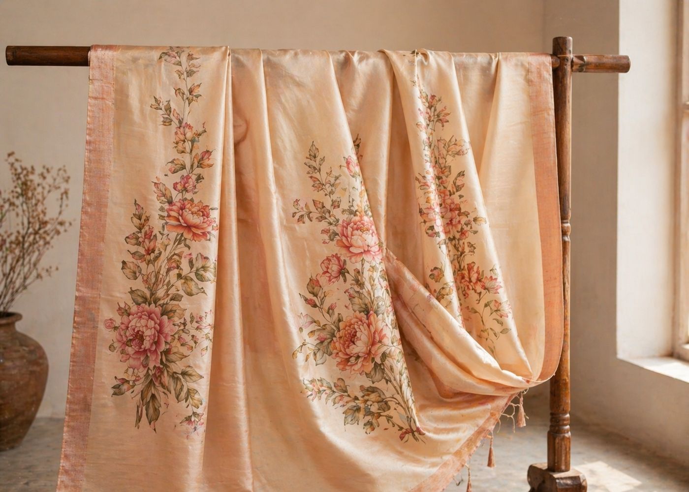 Finished custom painted saree